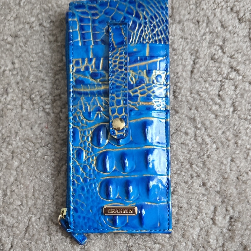 Brahmin Vibrant Blue Embossed Wallet